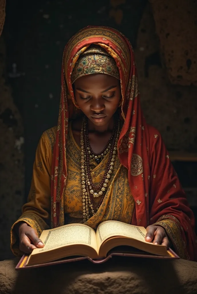 Muslim African woman who reads the Koran