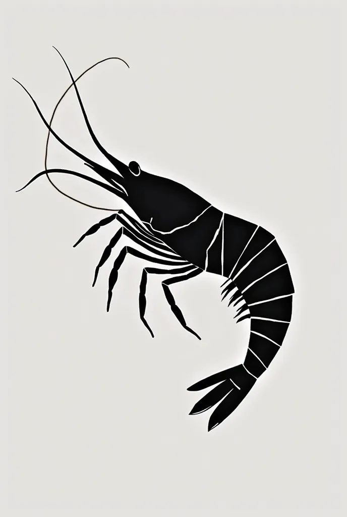 angular shrimp vector art simplified, black and white