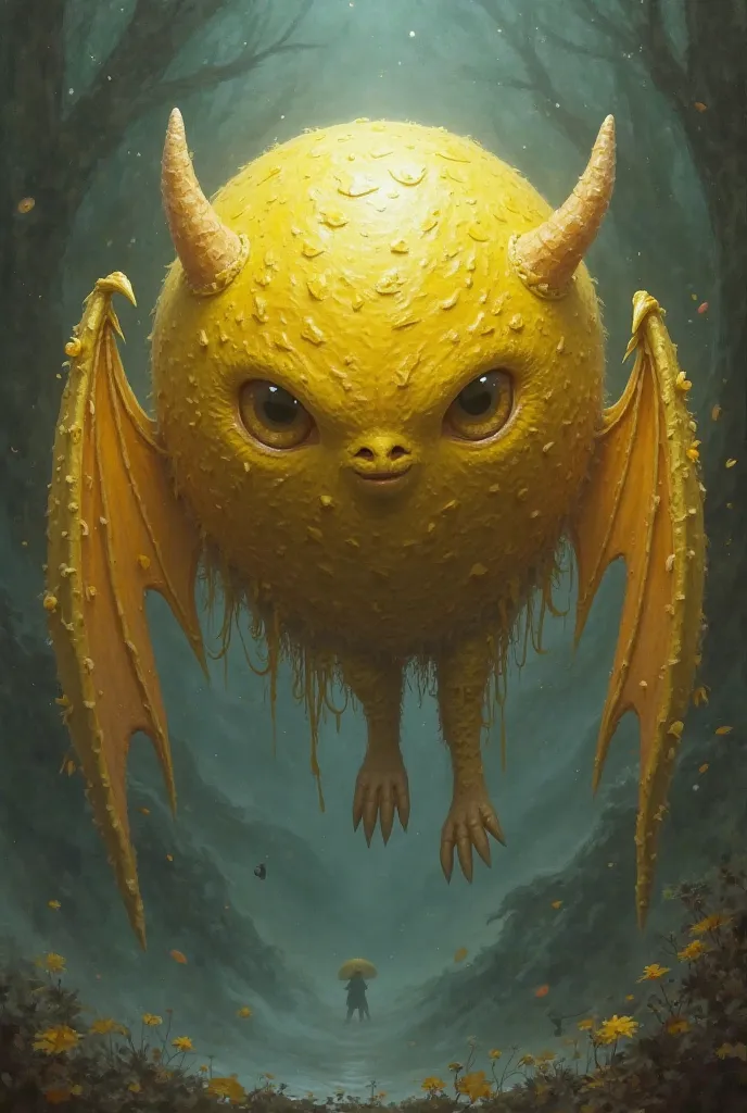 Flying sphere yellow monster 🟡 bat wings