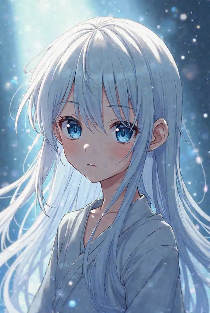 A boy anime character, white hair, long hair,  straight hair, blue eyes, beautiful, design,  Japanese anime .