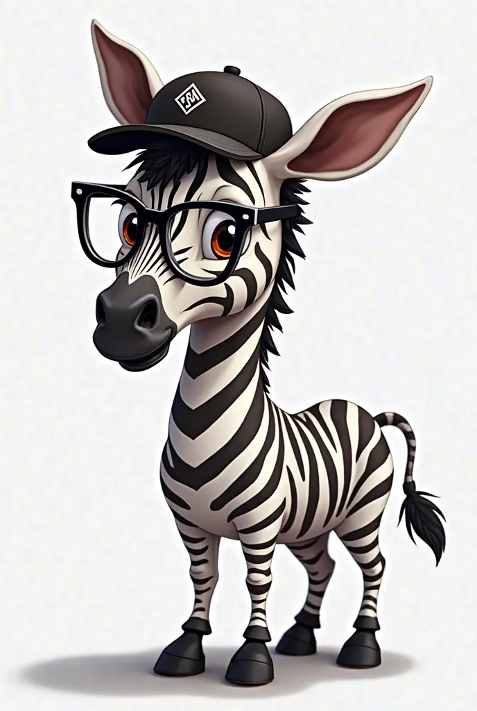 Zebra with glasses and cap