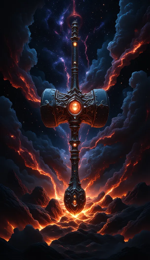 **The Starbreaker Hammer**

The Starbreaker Hammer is a colossal, two-handed weapon forged from celestial metal, its head a glowing core of condensed starlight encased in blackened steel. The hammer’s surface is etched with ancient constellations that shim...