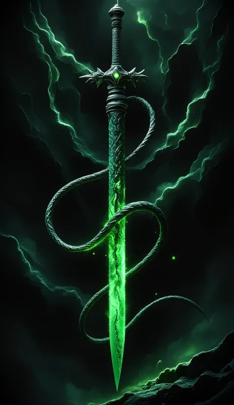 **The Venomspike Whip**

The Venomspike Whip is a deadly, flexible weapon crafted from braided obsidian leather and lined with serrated, retractable spikes coated in a glowing, toxic green venom. The handle is forged from dark steel, engraved with serpenti...