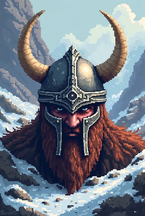 Pixel art Viking helmet 16x16
