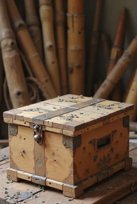 A carpenter is making a box and spike assembly of a table and when he begins the treatise of the wood to paint it the peasant is very confident of what you are doing and then wow, A beautiful work of art is born.... 