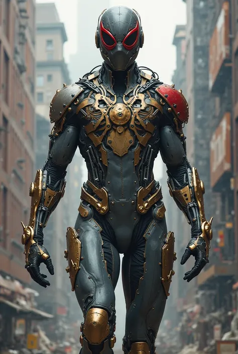 Give me steam punk spider man suit without red and blue color