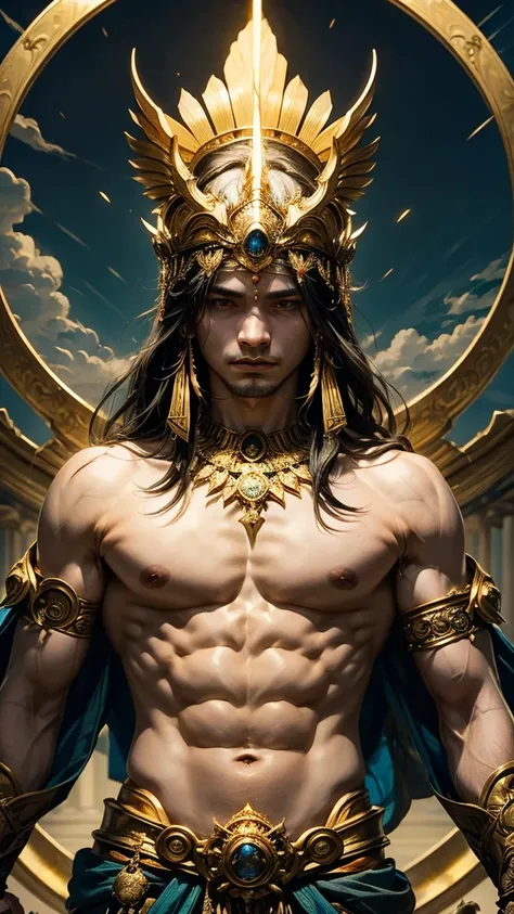 Divine Creature (Ahura Maā)，Destruction of Fine Details Asuro, the God，God of India，Venerable Male Deity，Divine Warrior，Perfect Beautiful Body，Pure and Immaculate Body Beauty，Edge of Heaven，Destroyer of God，Full Flesh Form