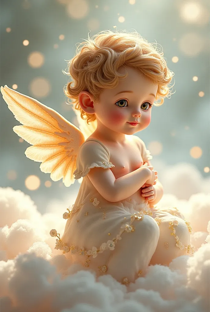 I want to design an elegant and beautiful perfume box called Cupid with a drawing of a little angel boy with wings 