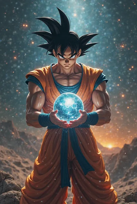 Goku holding the universe in his hands 