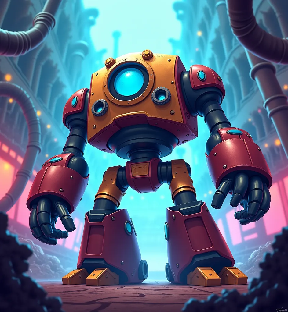 Create Blitzcrank from Arcane League of Legend in cartoon format