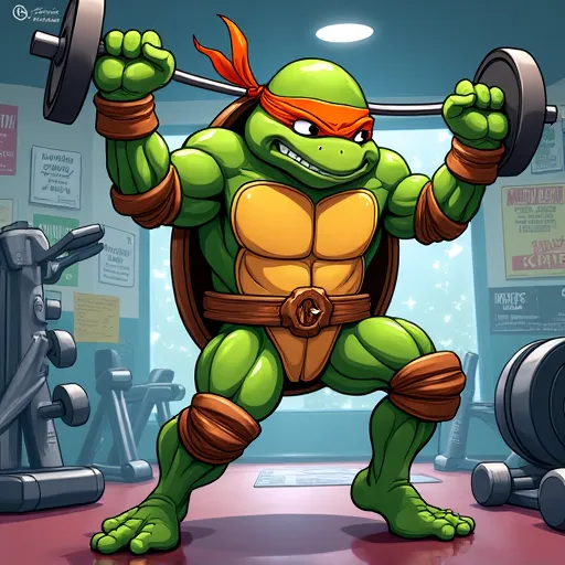 turtle ninja mikey, Gym workout catoon