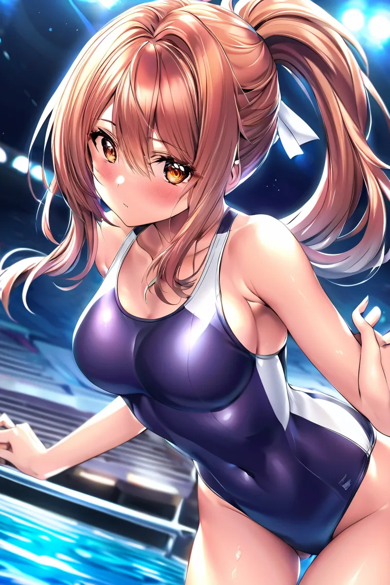 (Best Quality:1.2,  anime artwork ,  anime style,  studio anime , very well detailed,  latest,  vibrant, anime coloring, high contrast,  masterpiece:1.2, Best Quality, Aesthetics at its best),  Beautiful Thighs, brown hair, high ponytail,  perfect body lin...