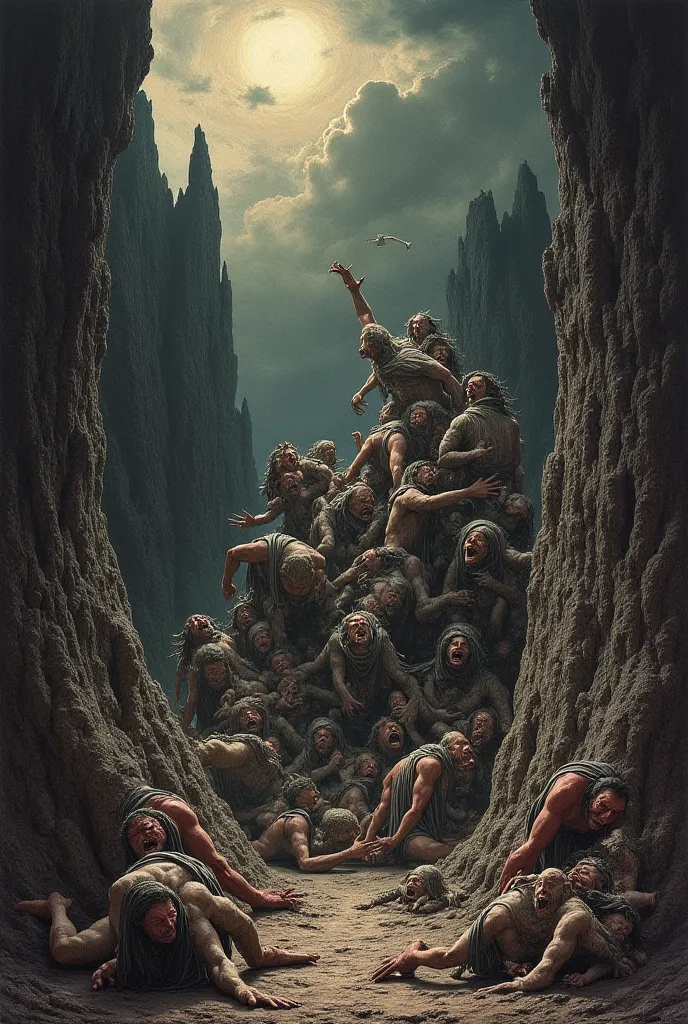 Gustav Doré style art by Dante's Inferno Circle of Punishment. Renaissance, tom cold. 