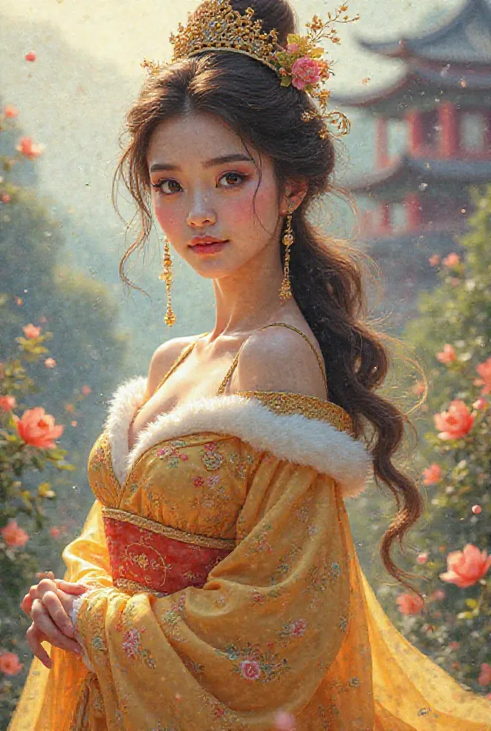 Draw Belle from Beauty and the Beast in an oriental way