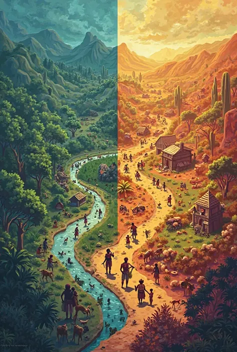  the change in people's way of life with the Agricultural Revolution (Social, economic, etc. .) a poster depicting before and after .