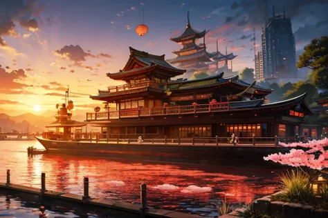  * Basics:
   * an airship made of bamboo, Japanese-style decoration , cherry blossoms, sunset
   * a paragon-shaped time machine, Lantern,  night cityscape , Period drama style 
   * a submarine in the shape of a giant koi, seabed, Dragon Palace,  ink pai...