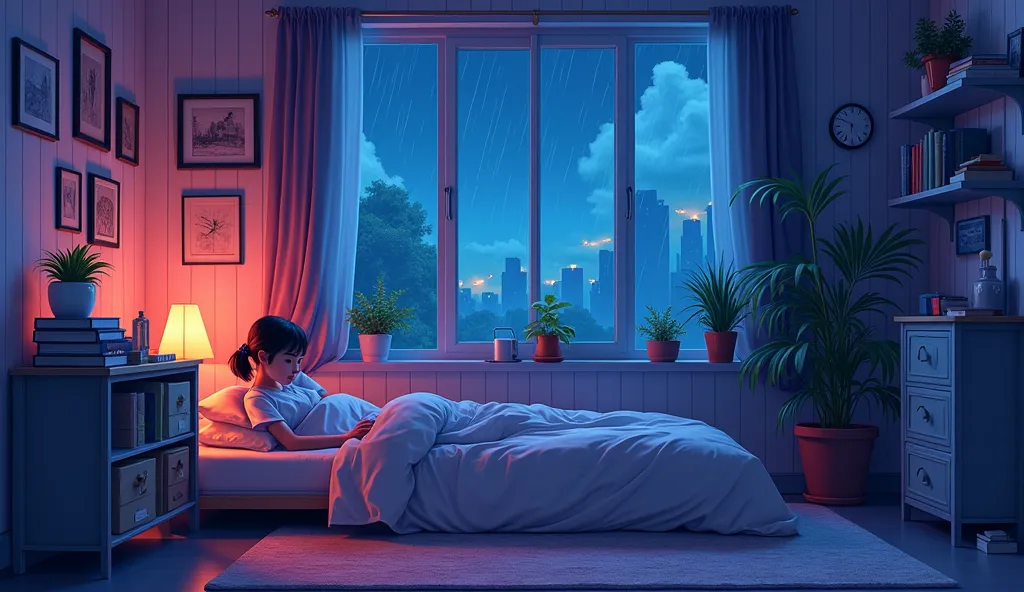 (overnight with), Dad studying in her room, read a book, Put on your headphones, , nightlight, Neon landscape on a rainy day,Simulates a color theme, Lo-fi hip-hop , retrospective, Flat, 2.5 days ,Draw a line, ink and watercolor painting, Large gradients, ...