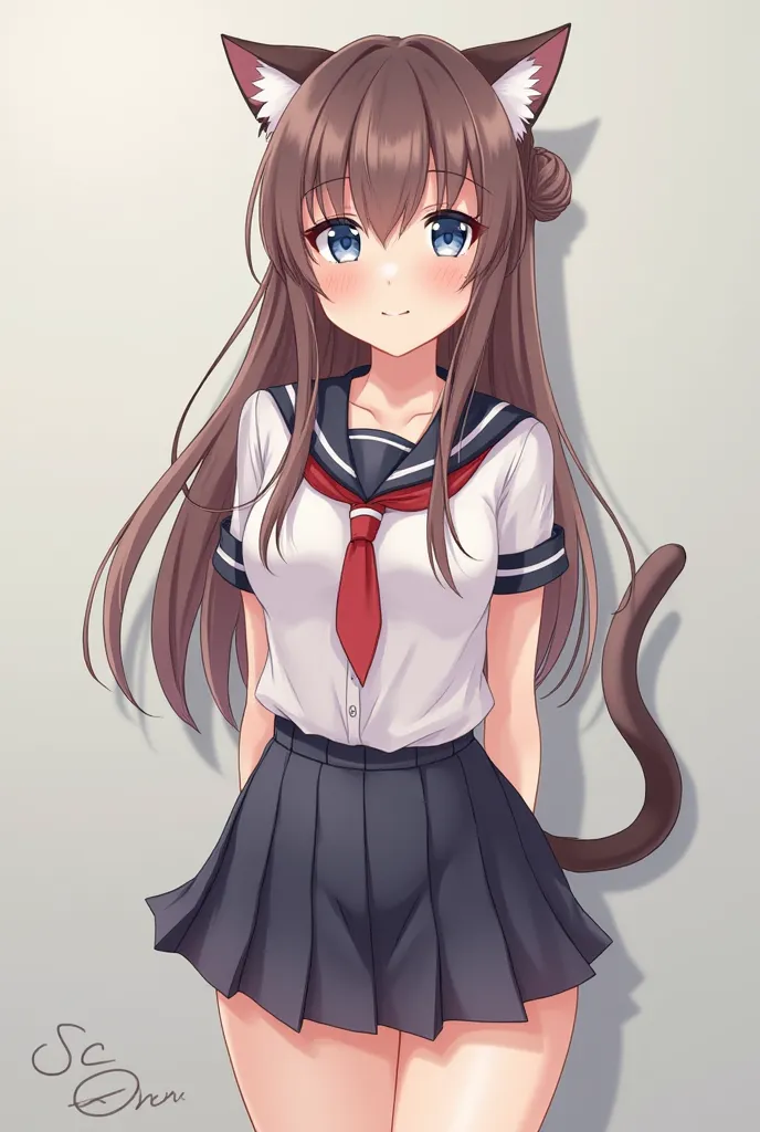 cute,long hair, sexy,Cat ears,cat tail,big breasts,bigger than average thighs and buttocks,but my stomach doesn't come out,140 cm or more 145 cm or less,My clothes are peeking through,uniform,miniskirt,it's stuck in my chest and I don't have enough cloth u...