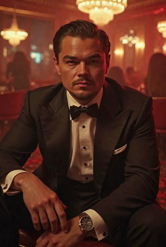 Rinaldo Leonardo DiCaprio from the movie The Wolf of Wall Street is sitting in a very expensive posh nightclub surrounded by beautiful young respectable people. That is, everyone is richly dressed, and that is, there are bundles of money around, everyone i...