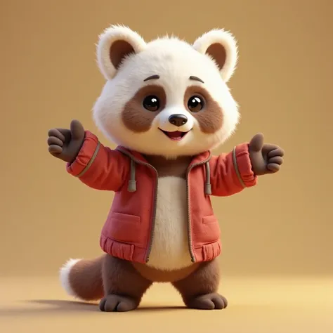 Happy and cute（panda ），3D rendered wind 