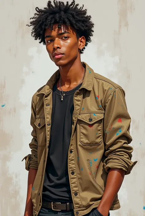 Mixed Asian and African-American features, medium brown complexion, high cheekbones, almond-shaped dark brown eyes, broad nose, full lips. Athletic build, 5'11" tall. Short black curly hair styled in a modern fade. Usually wears fashionable casual clothing...