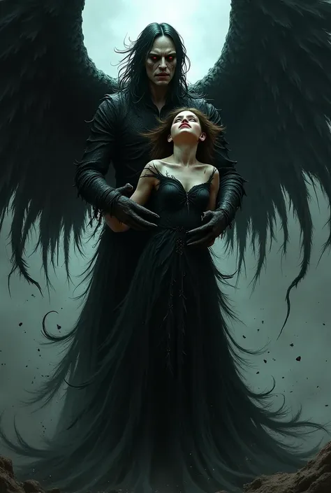 the dark angel, the demon of dandruff and discord, cuts off the girl's wings