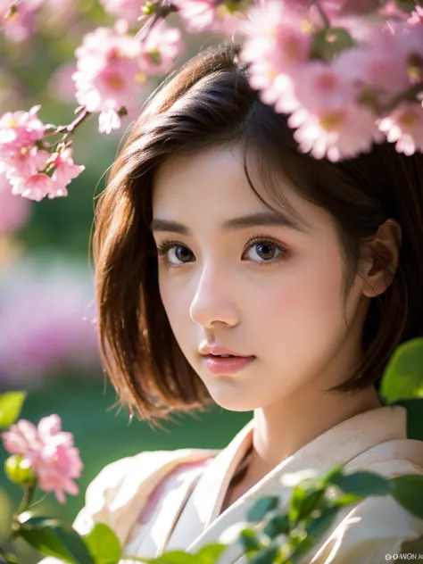   beautiful Japanese girl,  embarrassing looks , shape, (Best Quality, Very Detailed), Front 、 Japanese kimono、  gentle face、with big eyes、20 years old、80'、Hold it at an angle and look at this、