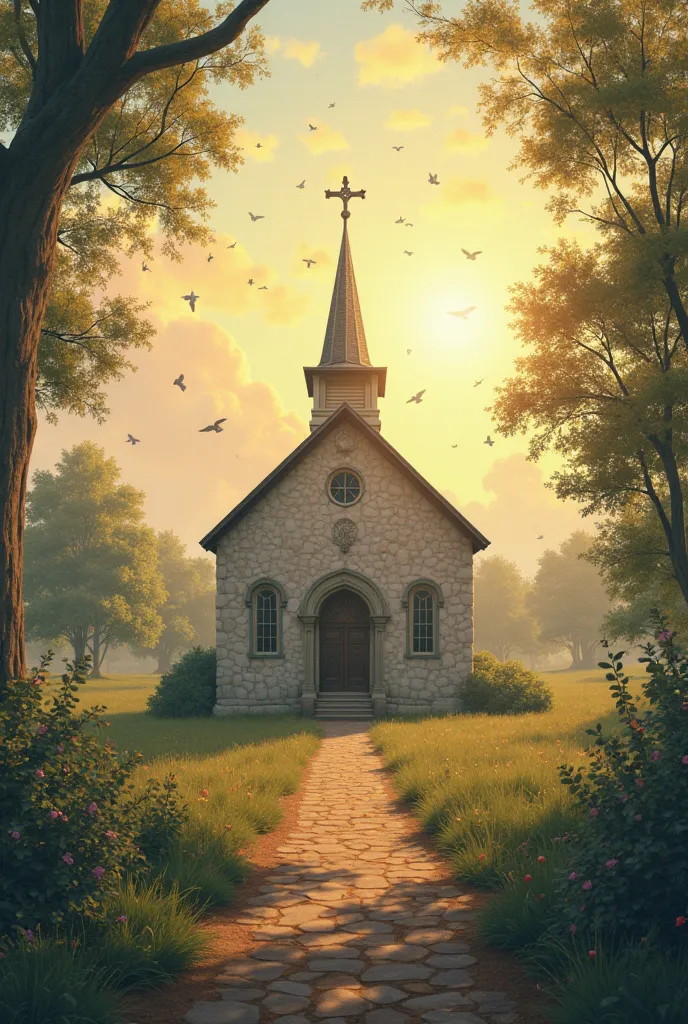  Every dawn , The birdsong was mixed with the hymns of praise that echoed through the chapel,