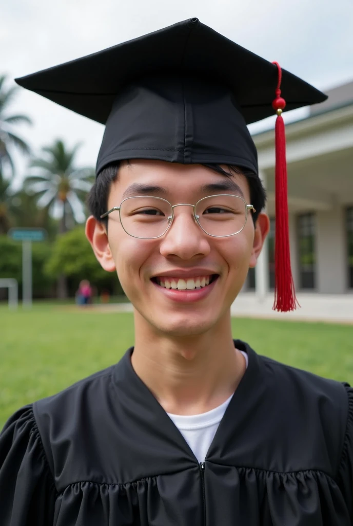 Provide me photo about graduation picture with my face, with university of Cebu background in it, and pls don't make me look like very thin