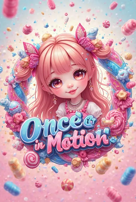 logo “Once in Motion” very kawaii, Pinky and Candies, the concept is a mixed dance cover of Twice, That a person without gender has