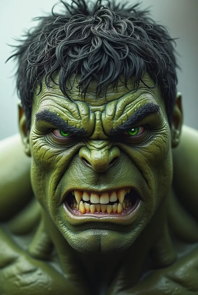 Create a merged image of the face of the soccer player known as the Hulk, with the characteristics of the Marvel character Hulk