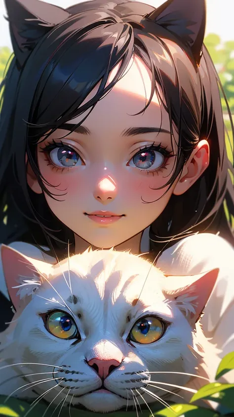 highest quality　I have black hair　Hina Sorazaki　 red-eye　I have nothing　Misaligned eyes　kindness  　cat ears  　a person　 Blue Archives 