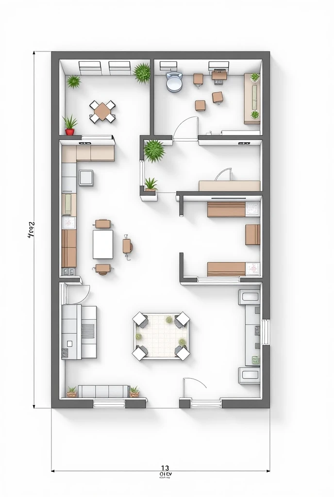 Floor plan of a small business building with dimensions 