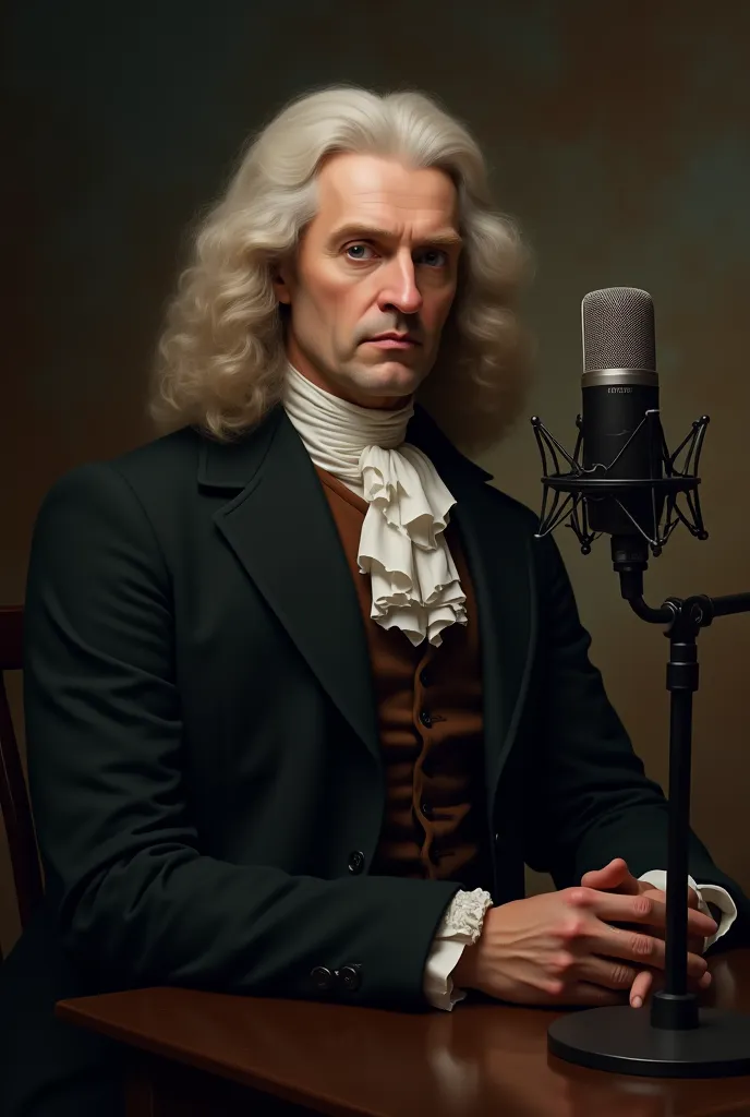 Newton filmed it on a podcast with a microphone in front of him 