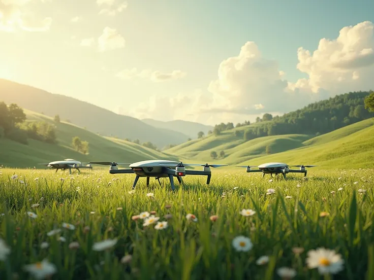 in the fields drones land