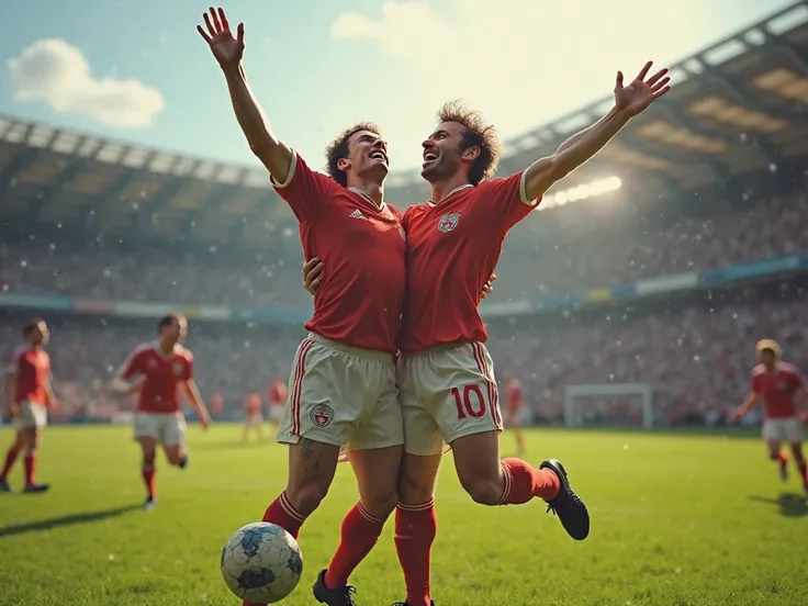 Johan Cruyff and Rummenigge celebration after scoring goals