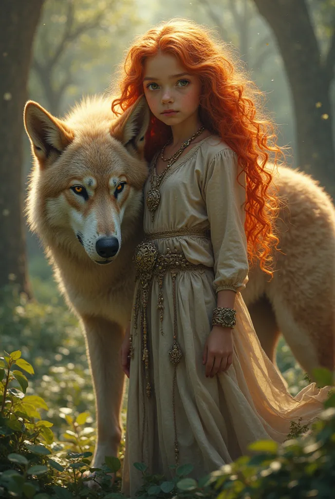 GINGER girl Wit Wolf bihind her