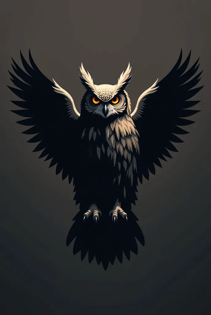 Owl logo representing the profession of lawyer and at the same time the profession of firefighter,  without colors  