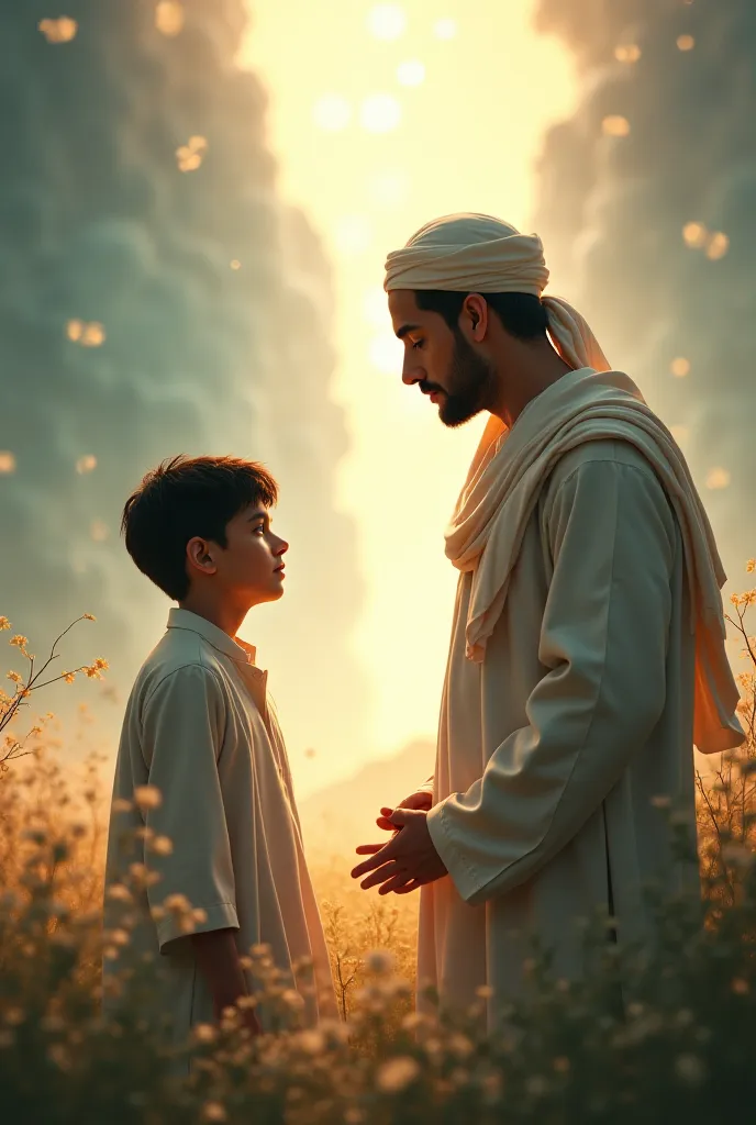 Image 4: A dream scene where a person tells him, "A Muslim never breaks trust"boy