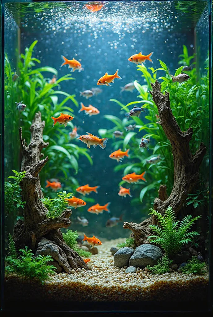 An aquarium with freshwater fish