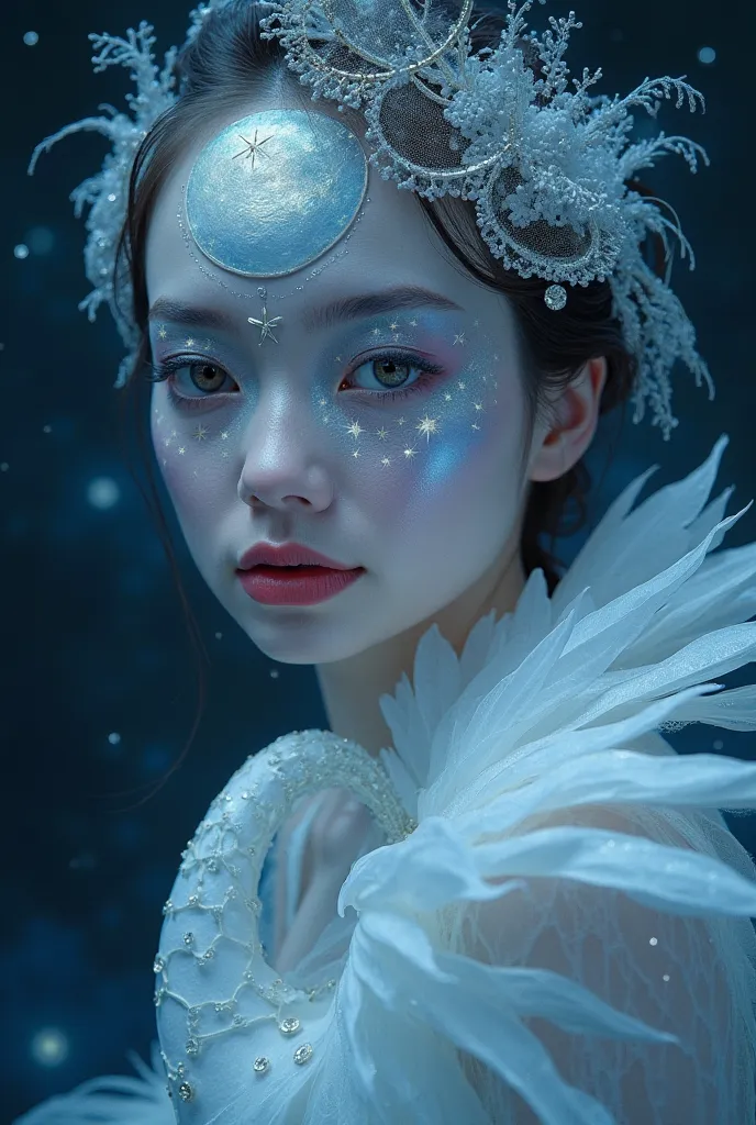 Make up that has a moonlit swan on it