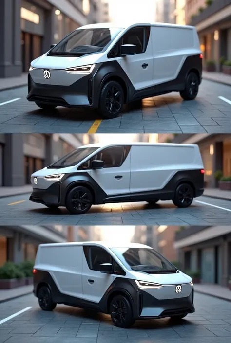 Make an electric van for logistics with logo V, give 4 sides of the van