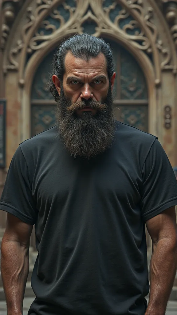 evil man, beard, durable, Lawyers Masterpiece, complacent, t-shirt, HD model, Very detailed, Textured skin, 3D rendering, 8k octane,  outdoor,  renaissance , Unreal Engine, Many, Gothic art, 