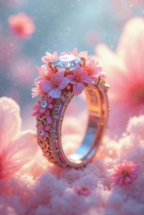 Multiple color ring customized with and flowers and feathers anime couple and diamond and 💍 love❤