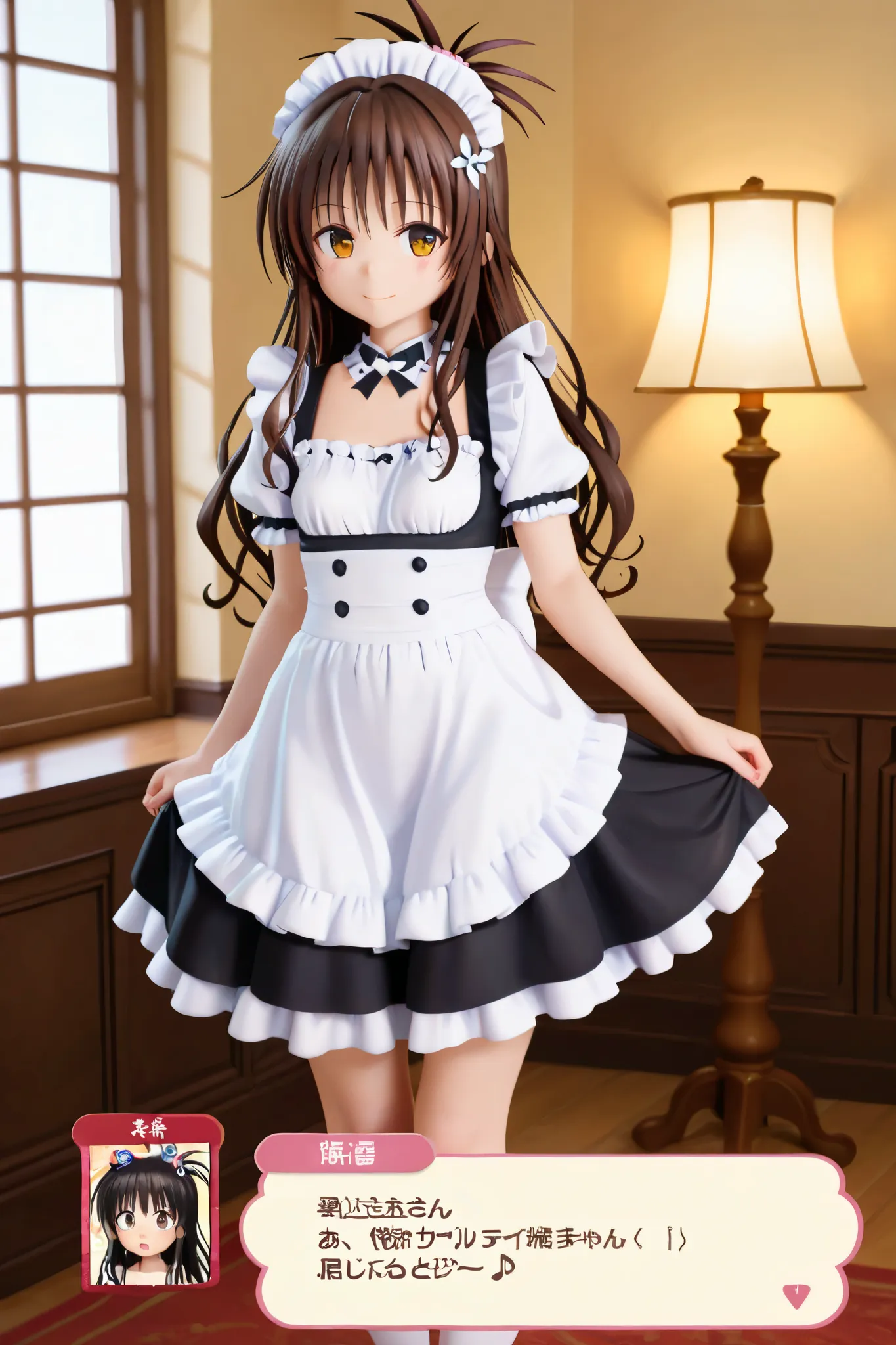 NSFW,masterpiece,Best Quality,Hi-Res,very detailed,Yuuki Mikan\(ToLOVEru), Hair、long hair、yellow eyes、hair ornaments close to the garden、Hair ties,maid clothes, classic maid