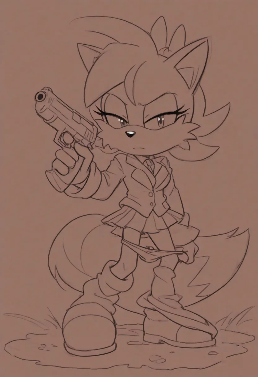 a man being pulled down on the ground by a woman wearing a skirt, gun, weapon, underwear, panties, panty pull Fiona The Fox, 🦊