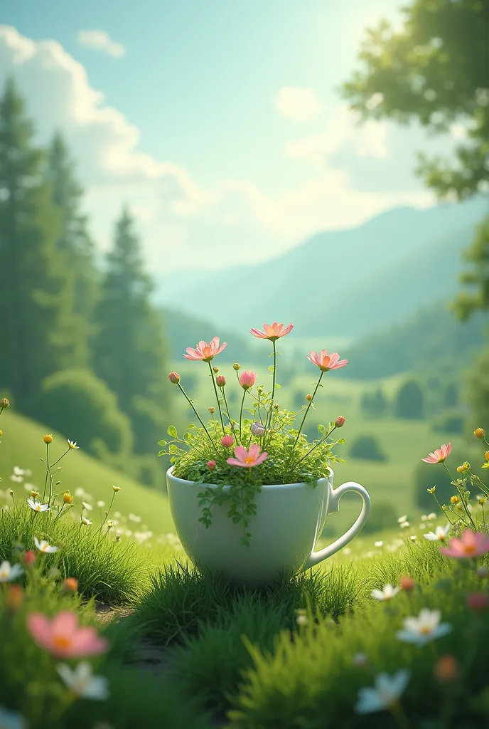 nature opens up through a cup