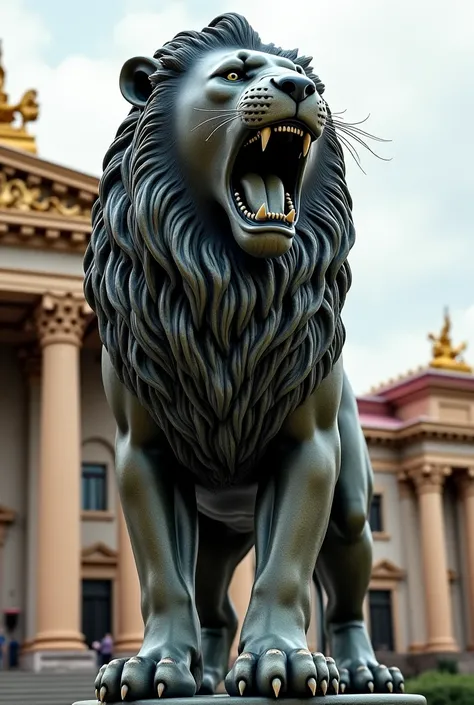 Lion statue with open mouth