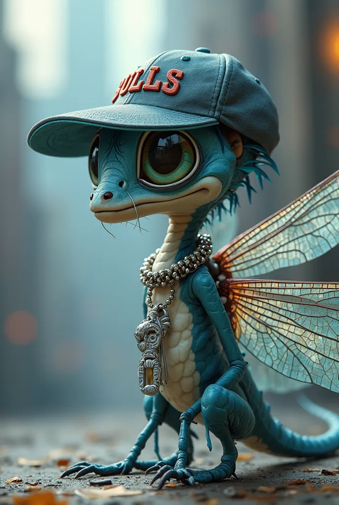 It will generate a dragonfly image for me. is supposed to be wearing a fullcap Chicago bulls and with an ice chain around his neck with a keychain with the inscription "dragonfly"