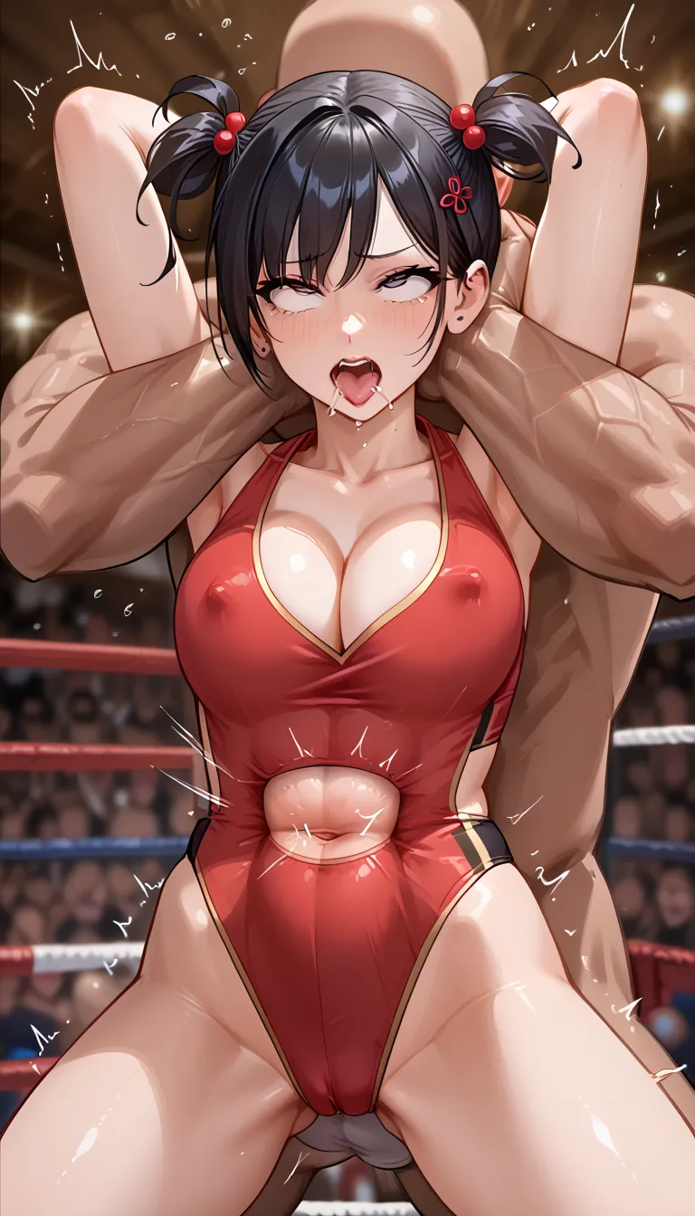 Score_9, Score_8_up, Score_7_up, Score_6_up, Score_5_up, Score_4_up, Source_anime, Tag1, Tag2, Quality_masterpiece, Anatomically correct, detailed skin, 1girl, detailed face, 

mature young girl, 14 old,glistering skin, wrestler outfit, cleavage, slightly ...